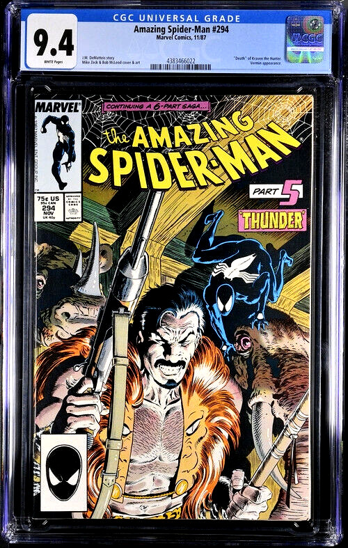 Amazing Spider-Man 294 CGC 9.4 NM  White Pages