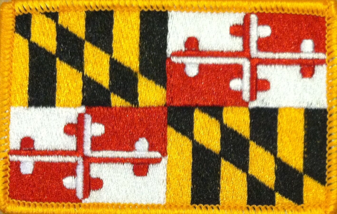 MARYLAND STATE Flag Military Patch With Hook & Loop Fastener GOLD Border #04
