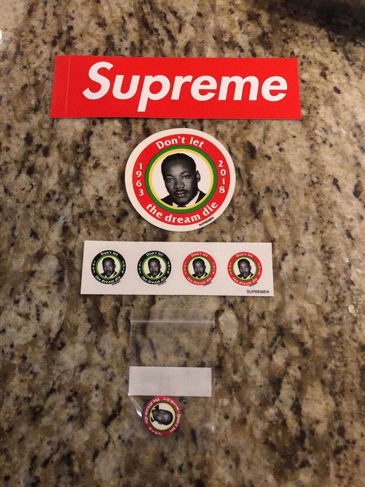 Supreme MLK Stickers Ans Button SS18 Hype