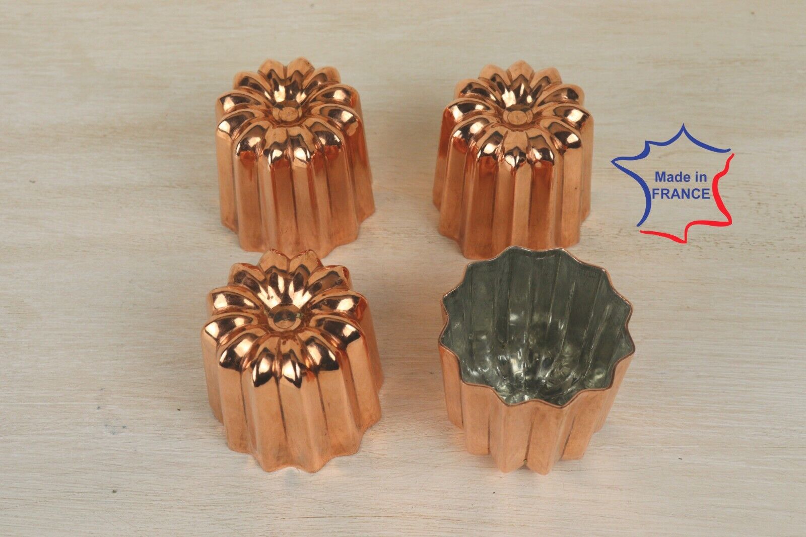 4 Copper canele molds Large 2.1 inches 4 Copper Cannele made in France