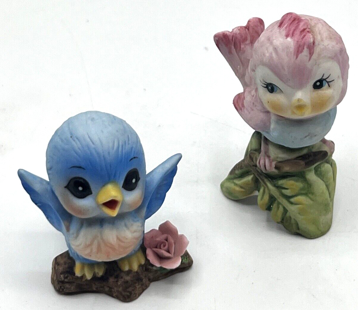 Josef Originals Blue Bird Brown Bird  Porcelain Bisque and 1 Pink bird READ