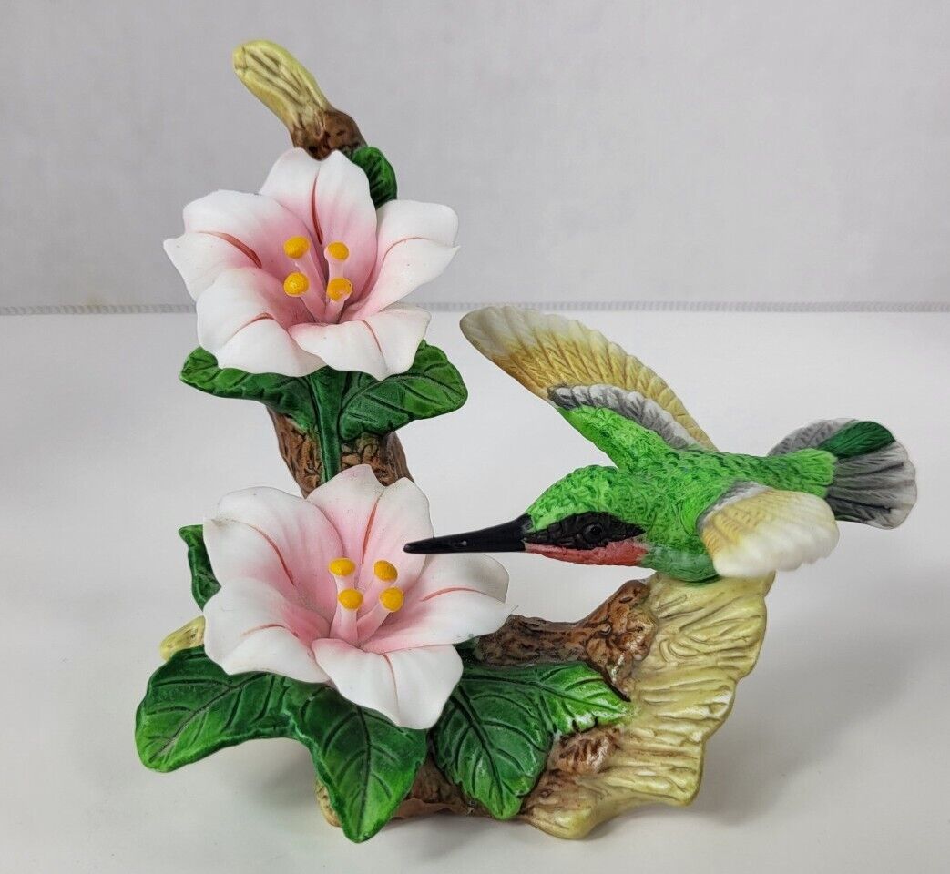 Avon Ruby Throated Hummingbird Figurine 2003 Collectible Bisque Porcelain