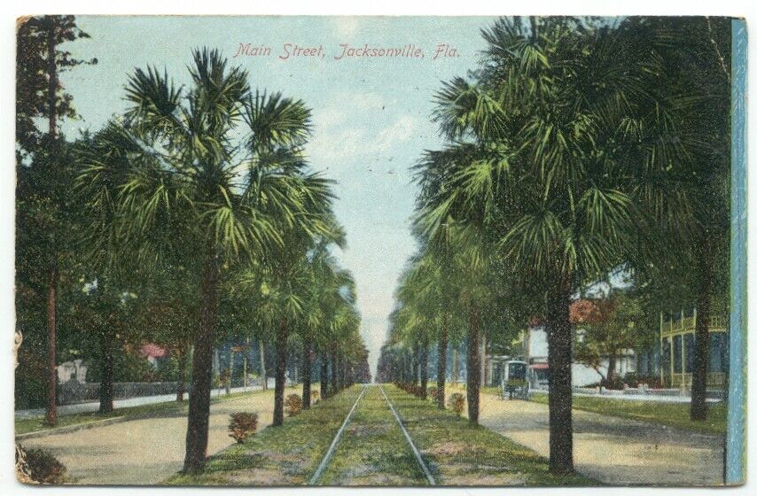 Jacksonville FL Main Street c1907 Postcard Florida