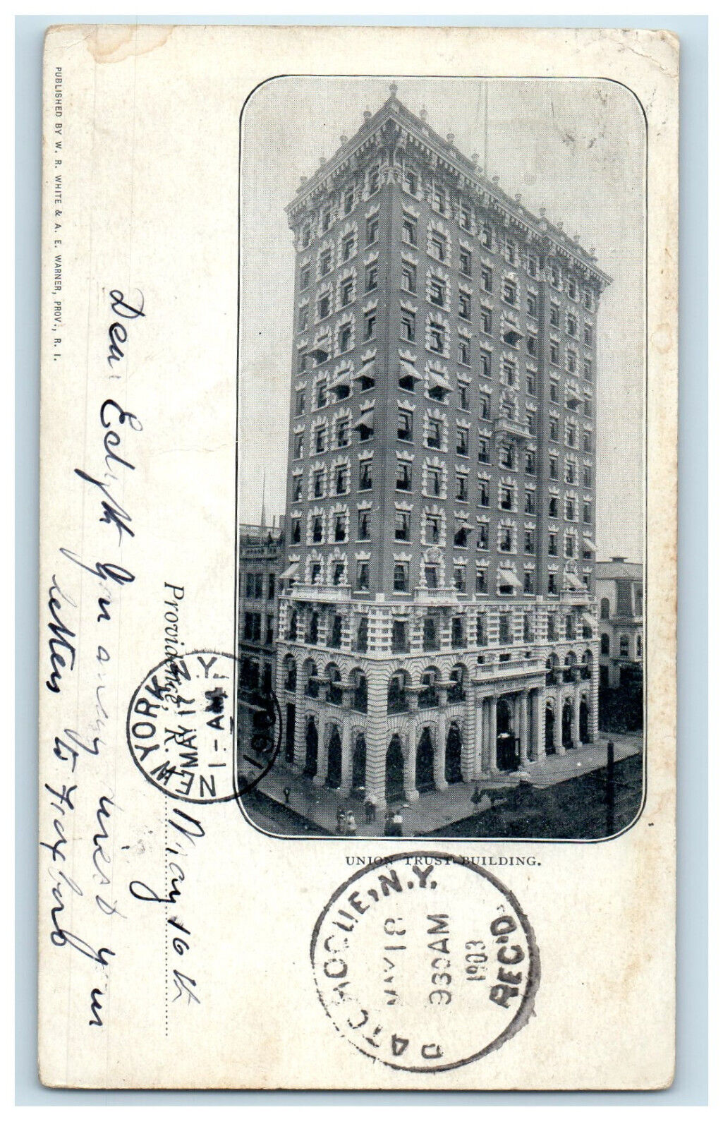 1903 Union Trust Building Providence Rhode Island RI Foxboro MA PMC Postcard