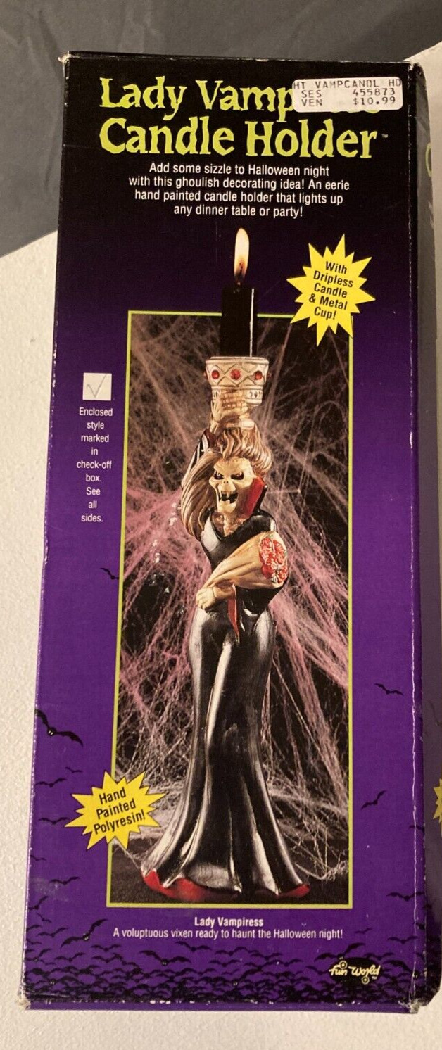Vintage Halloween Fun World Lady Vampiress Vampire Candle Holder
