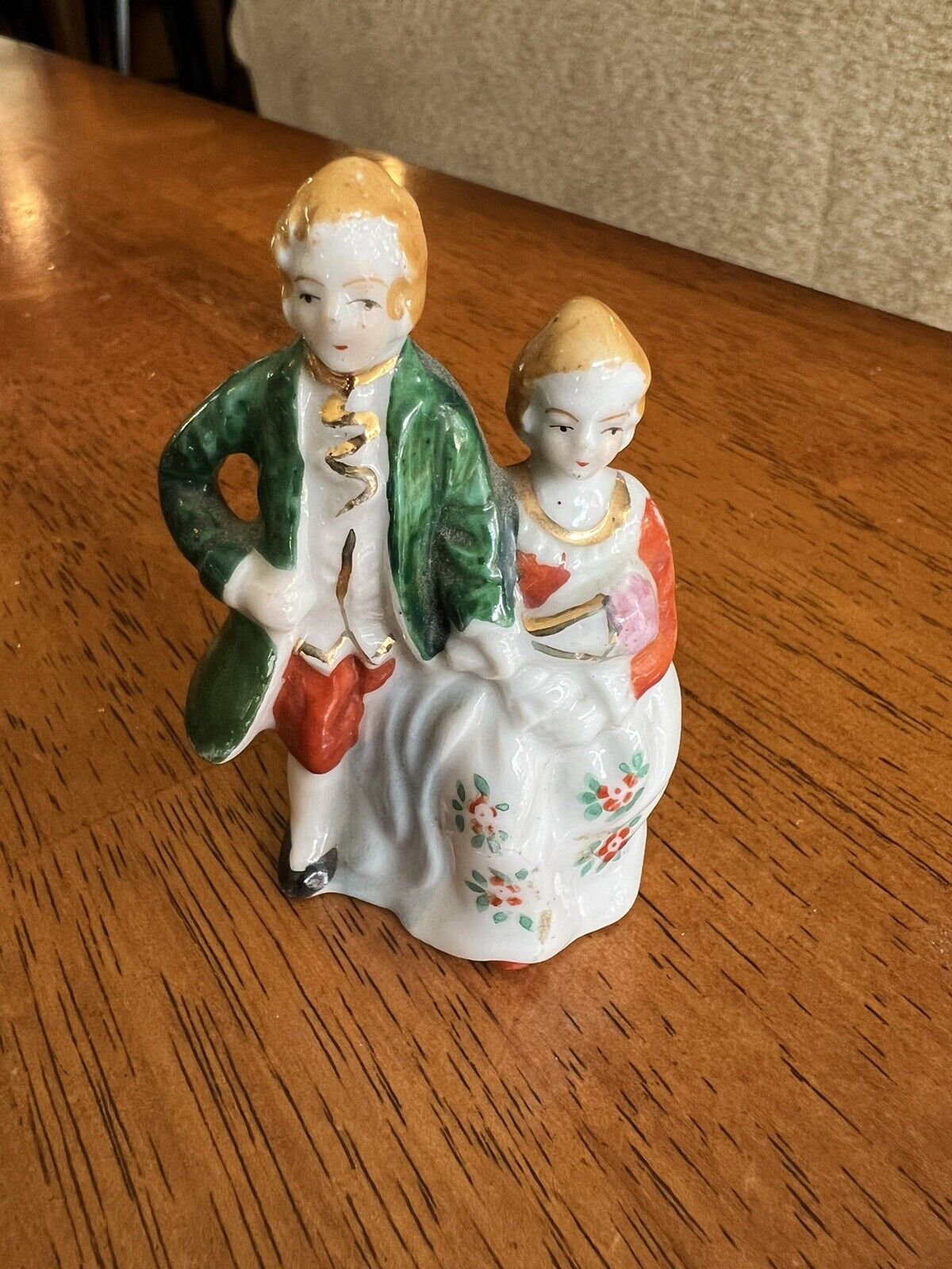 Vintage Occupied Japan Couple Figurine Colonial Victorian Couple Miniature 3”