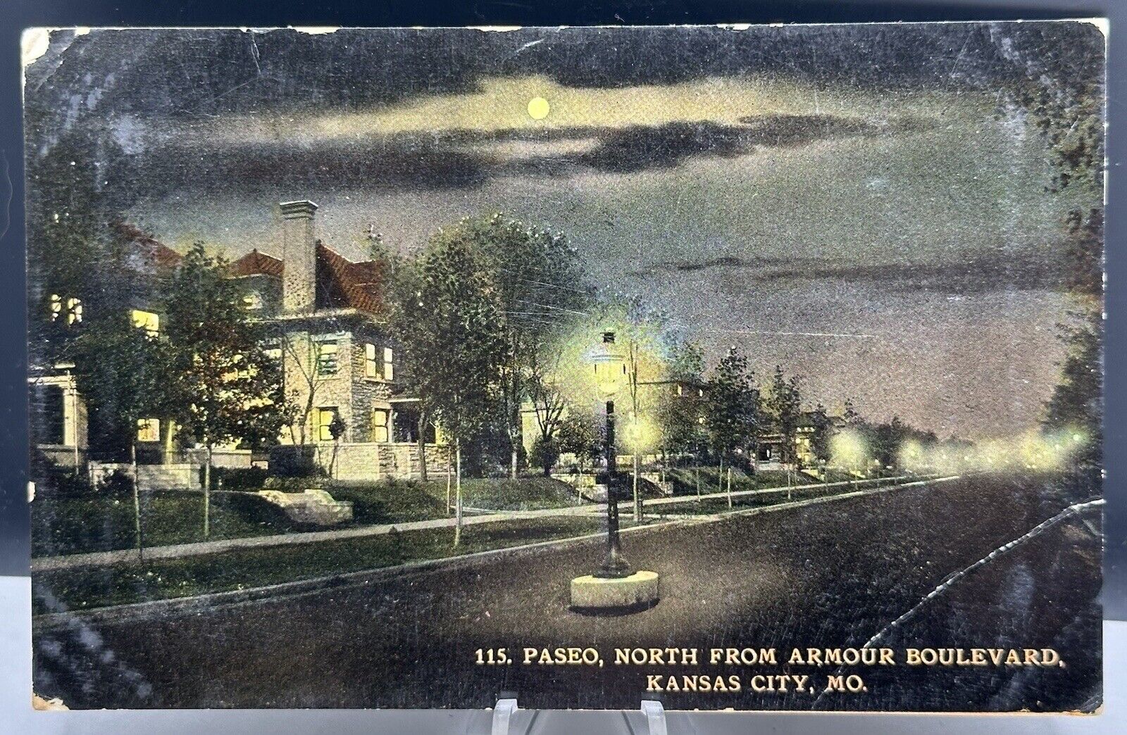 Antique 1915 Paseo North From Armor Boulevard Postcard Kansas City Missouri MO