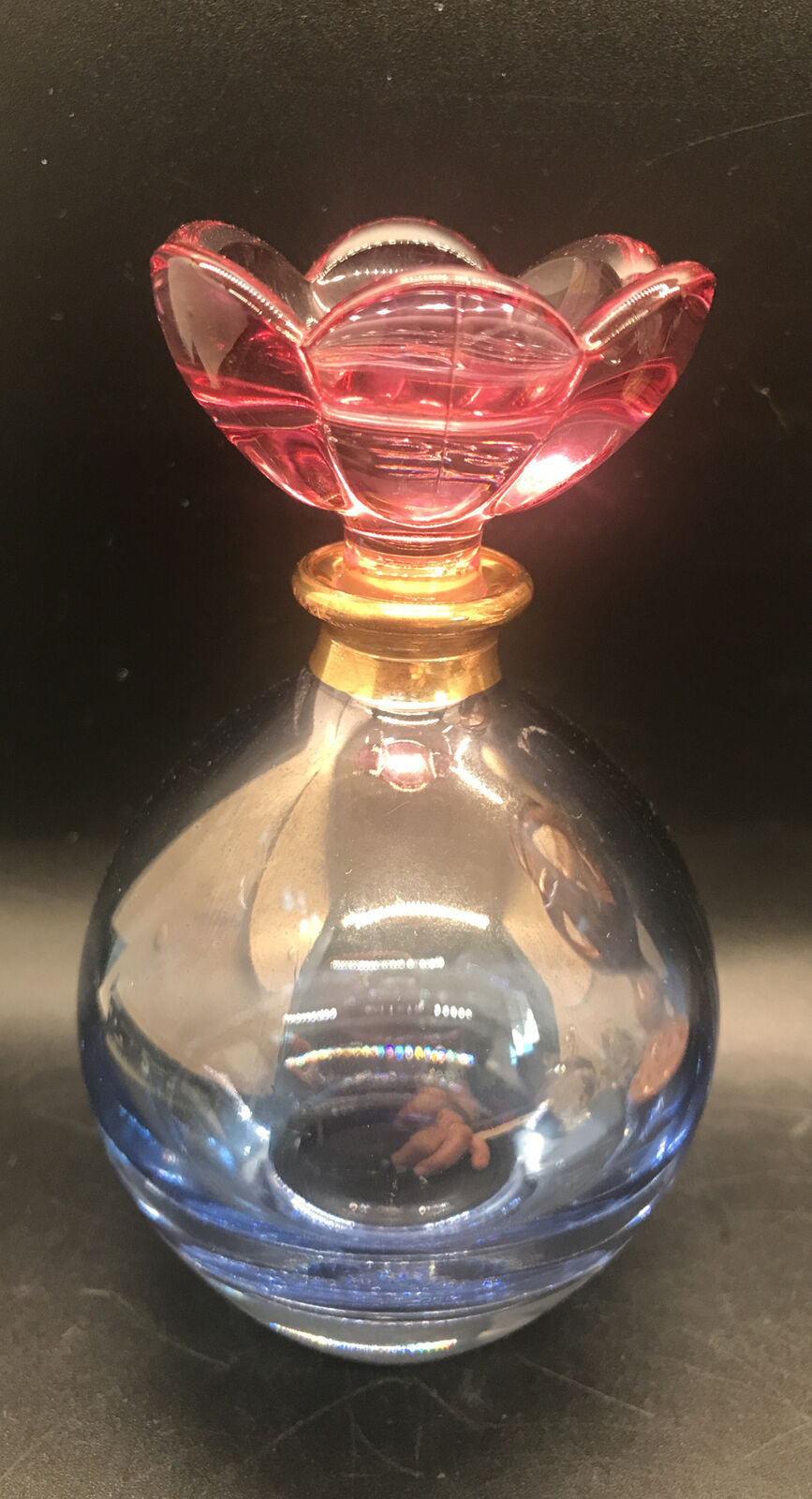 ROYAL LIMITED CRYSTAL Perfume Bottle with Flower Stopper. Made In Italy.