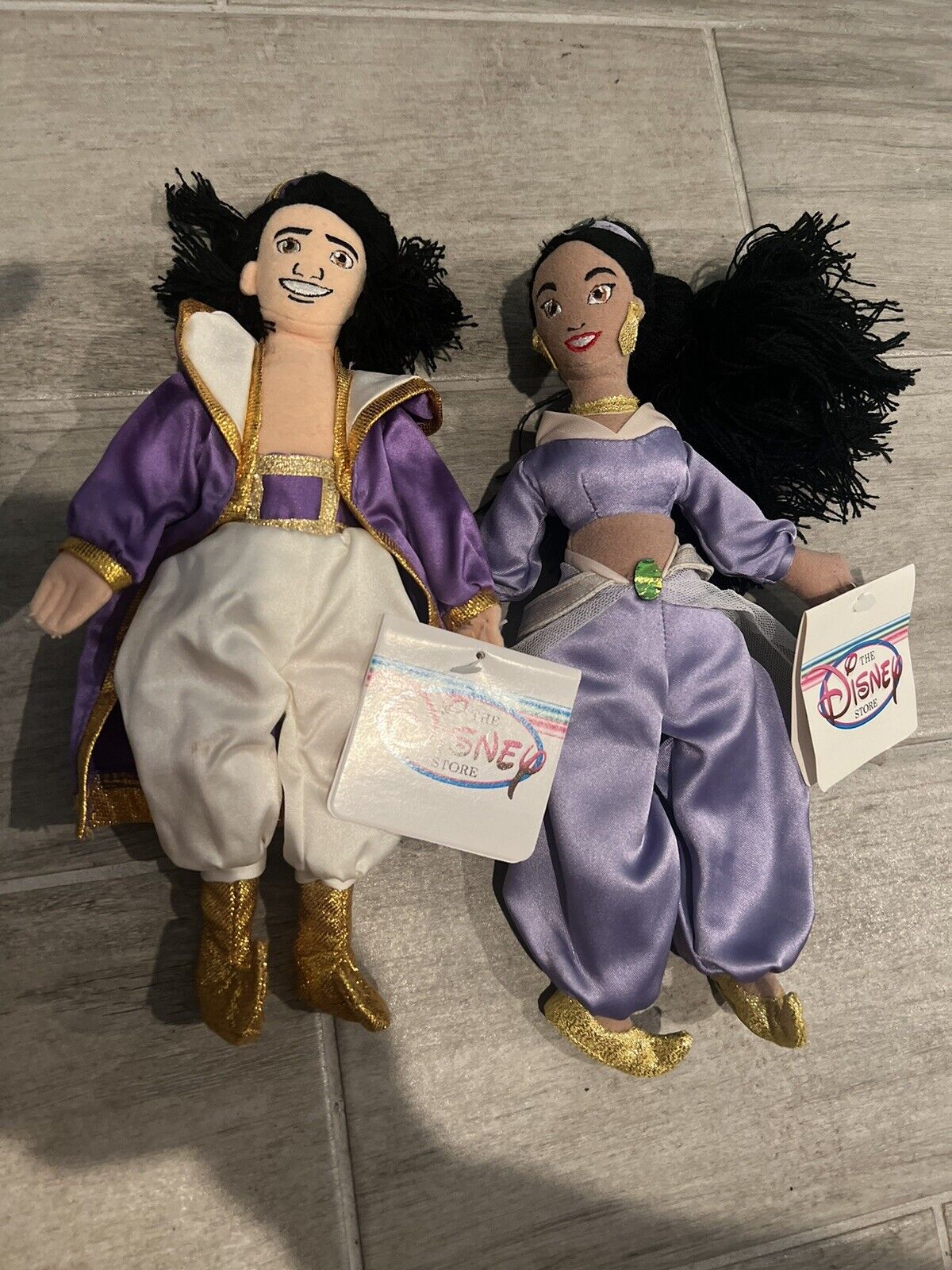 NWT Disney Vintage The Disney Store Aladdin & Princess Jasmine Plush Set