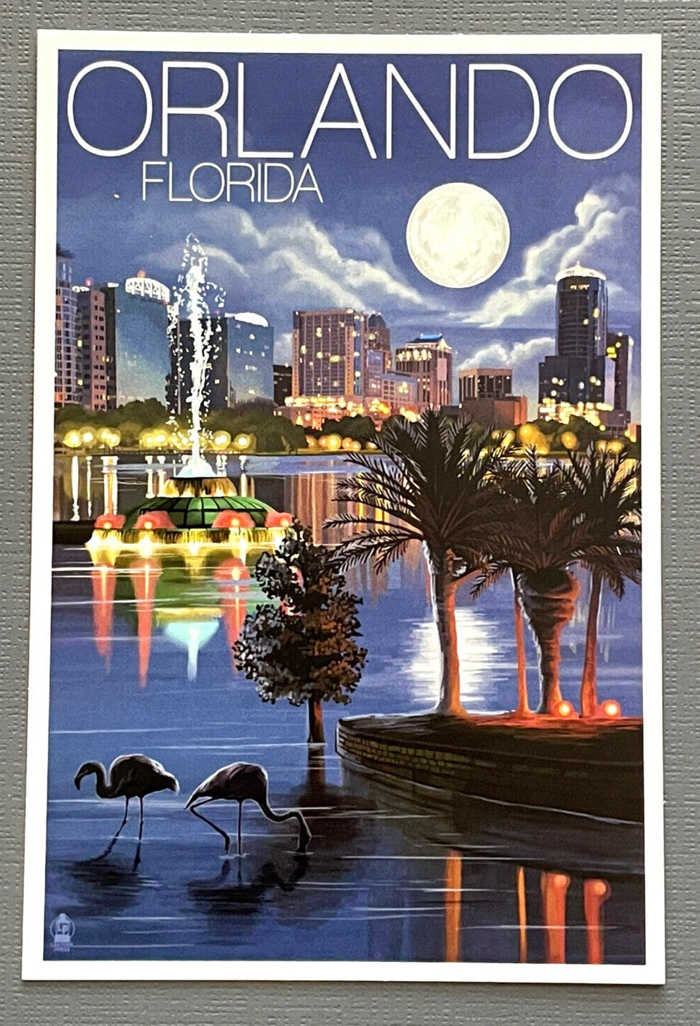 Orlando, Florida - Skyline at Night - Lantern Press Postcard