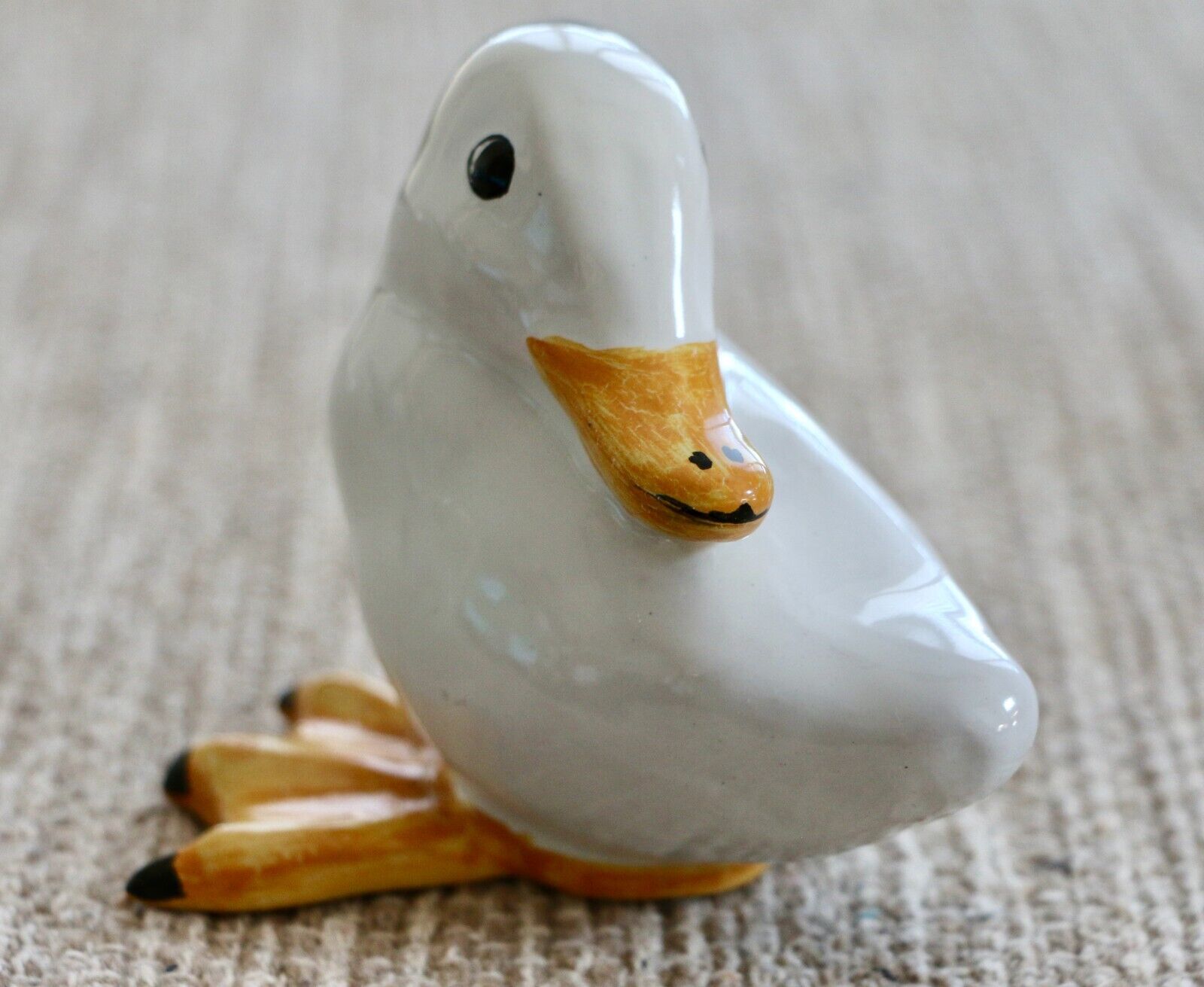 French White Duck Figurine Signed Faiencerie d\'art Malicorne - Vintage?