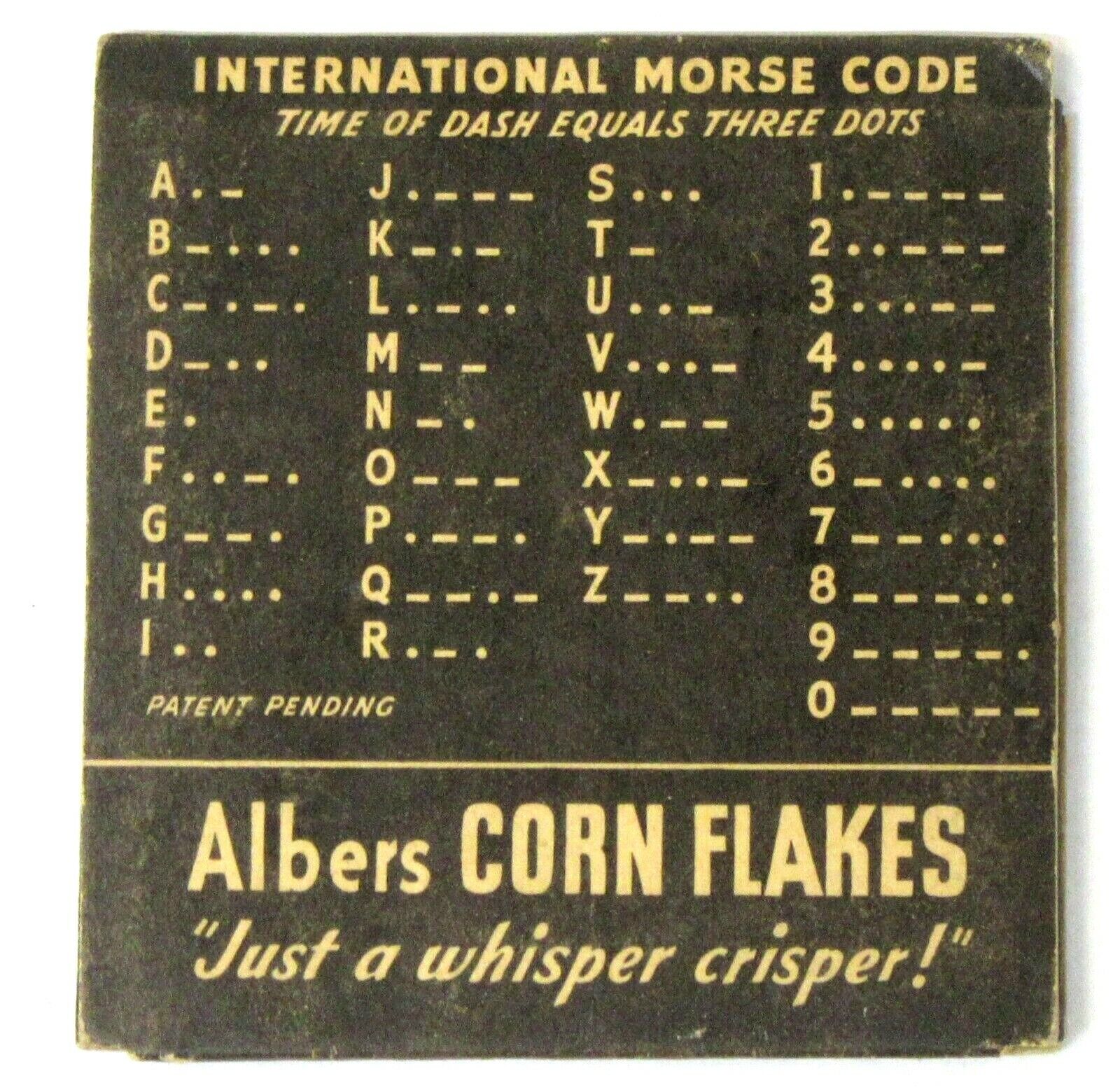 WWII 1940\'s ALBERS CORN FLAKES Morse Code Semaphore signal device Cereal Premium