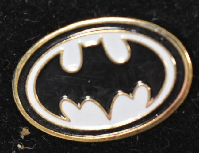 Vintage Batman Enamel Lapel Pin Oval Bat Logo DC Comics