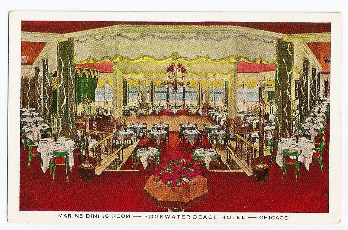 Chicago IL Postcard Edgewater Beach Hotel  Dining
