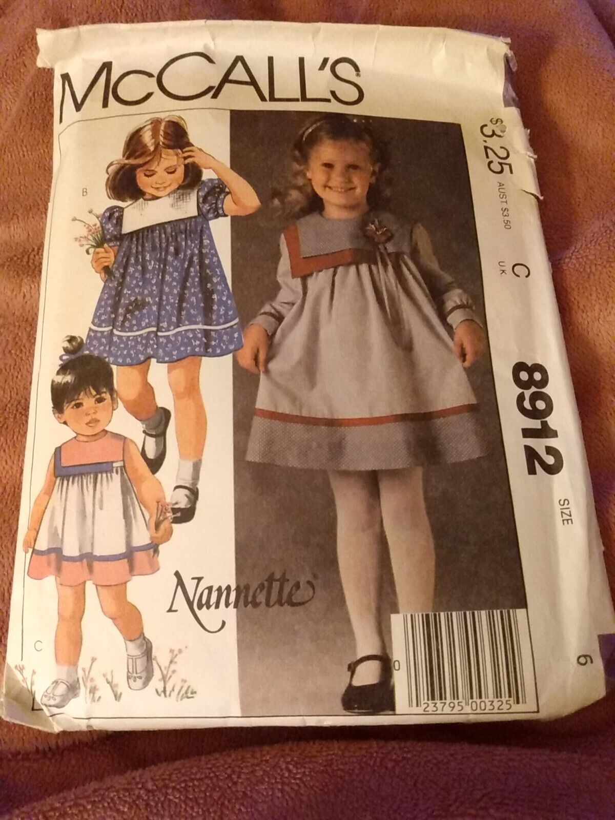 Vintage Sz 6 Childrens And Girls Dress Nannette Sewing Pattern Uncut