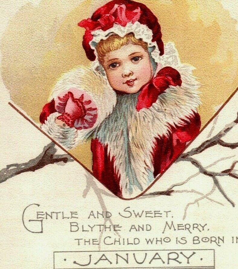 1892 Demorest\'s Family Magazine January Month Calendar Adorable Child #5 B