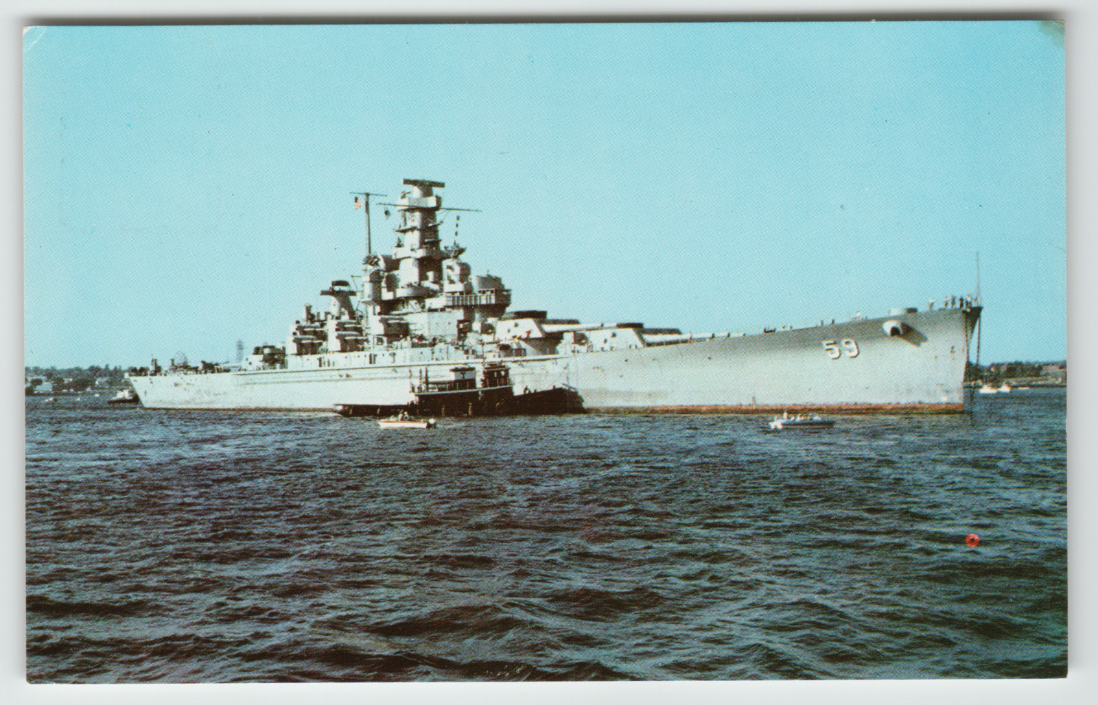Postcard U.S.S. Massachusetts Big Mamie Battleship