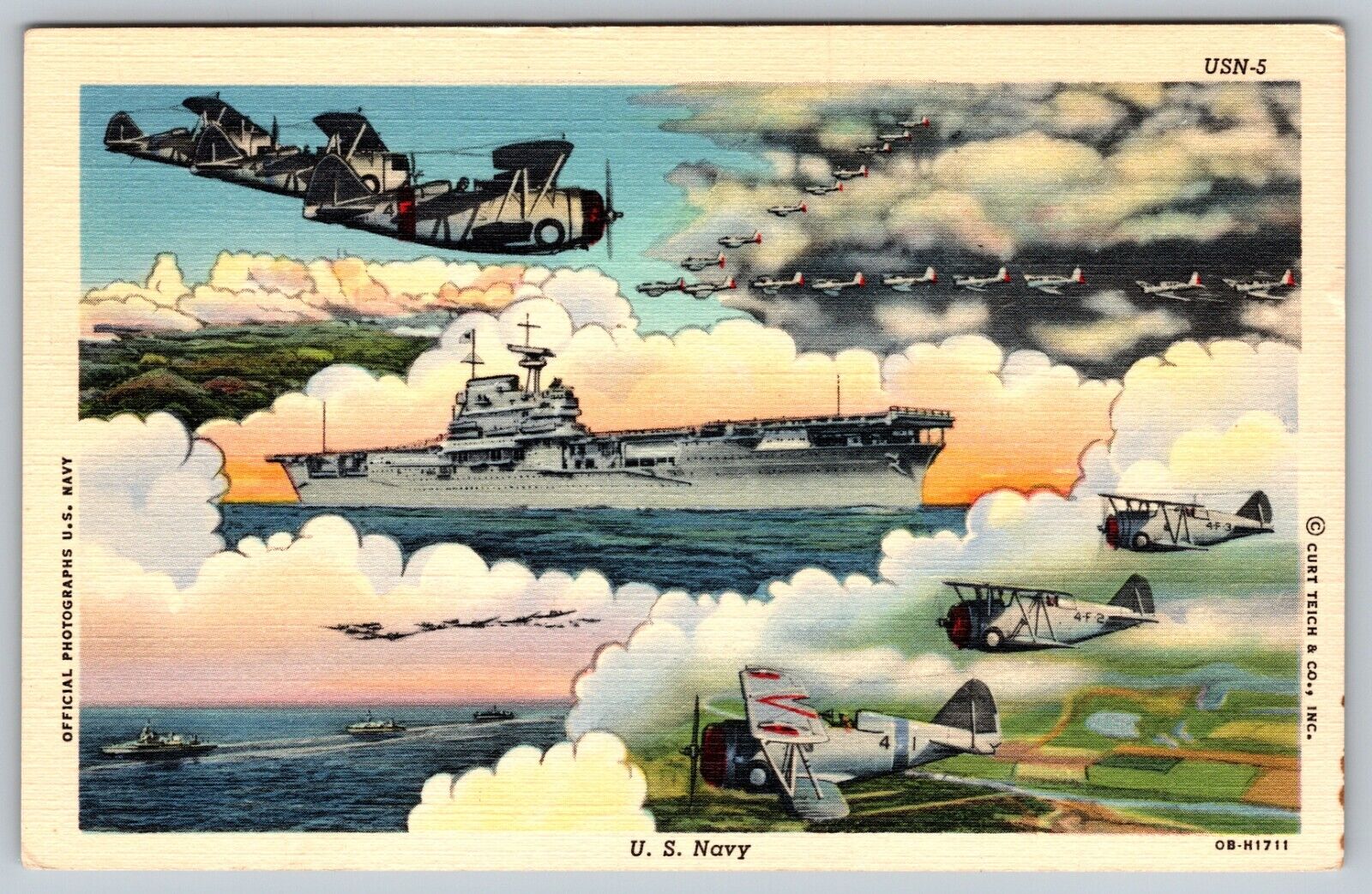 WW2 Military US Navy Airplane Naval Training Station Pensacola VTG Postcard 1944