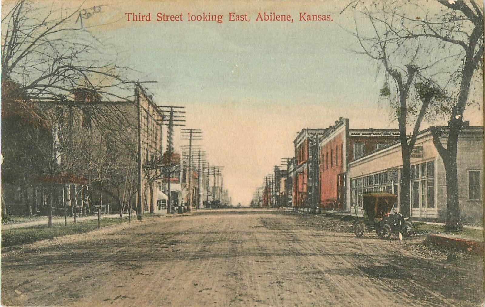 1909 Third Street Looking East, Abilene, Kansas Postcard