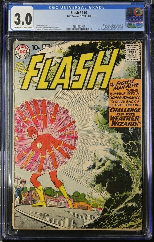 Flash 110 CGC 3.0 1st Wally West/Kid Flash/Weather Wizard DC Comics - Very Nice