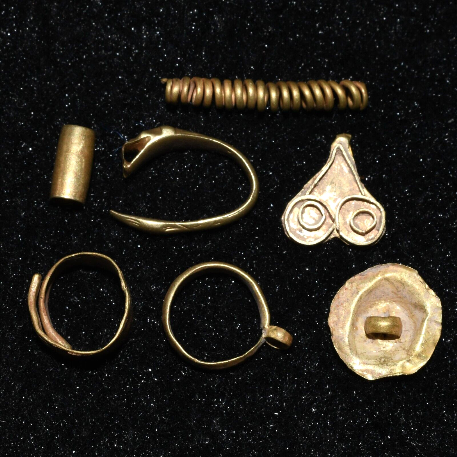 7 Genuine Ancient Roman & Greek Gold Ornament Beads Circa 300 BCE-1st Century AD