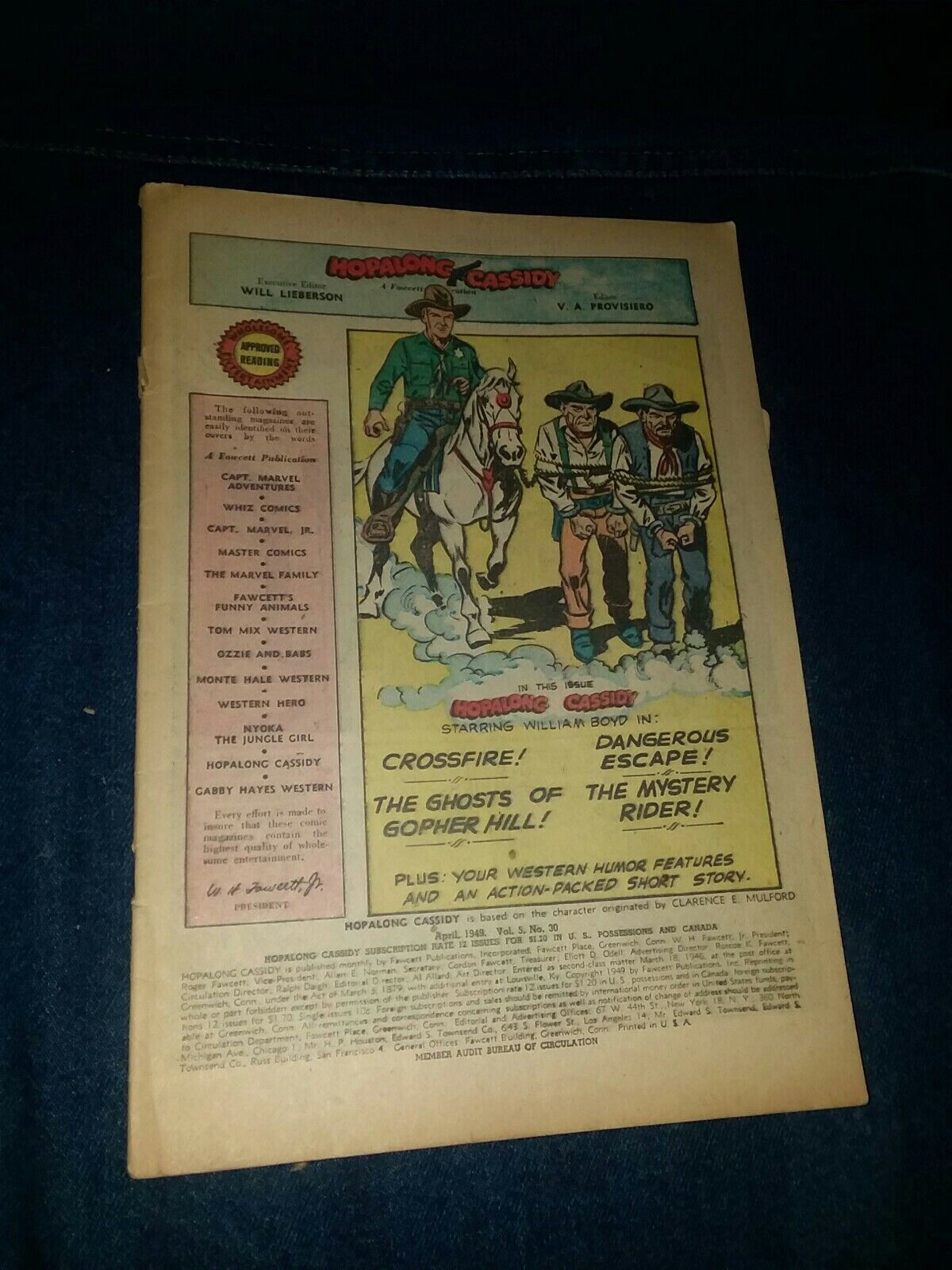 HOPALONG CASSIDY FAWCETT COMICS #30 golden age 1949 william boyd western 