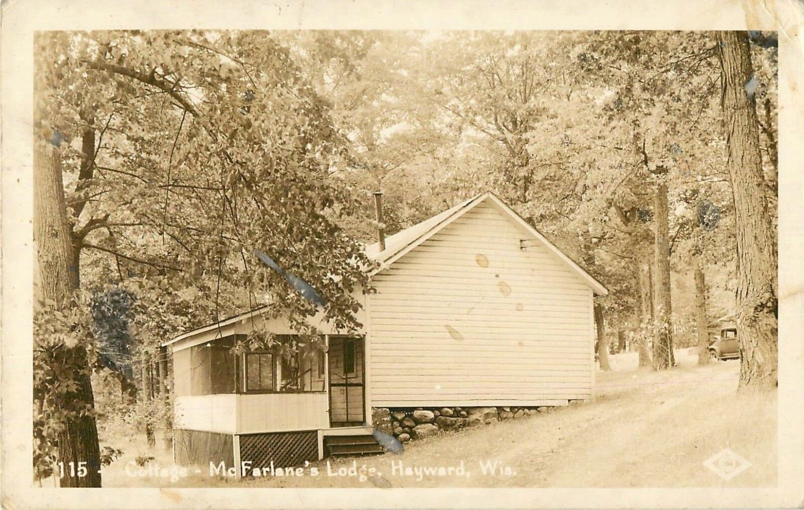 1935 Cottage, McFarlane\'s Lodge, Hayward, Wisconsin Real Photo Postcard/RPPC b