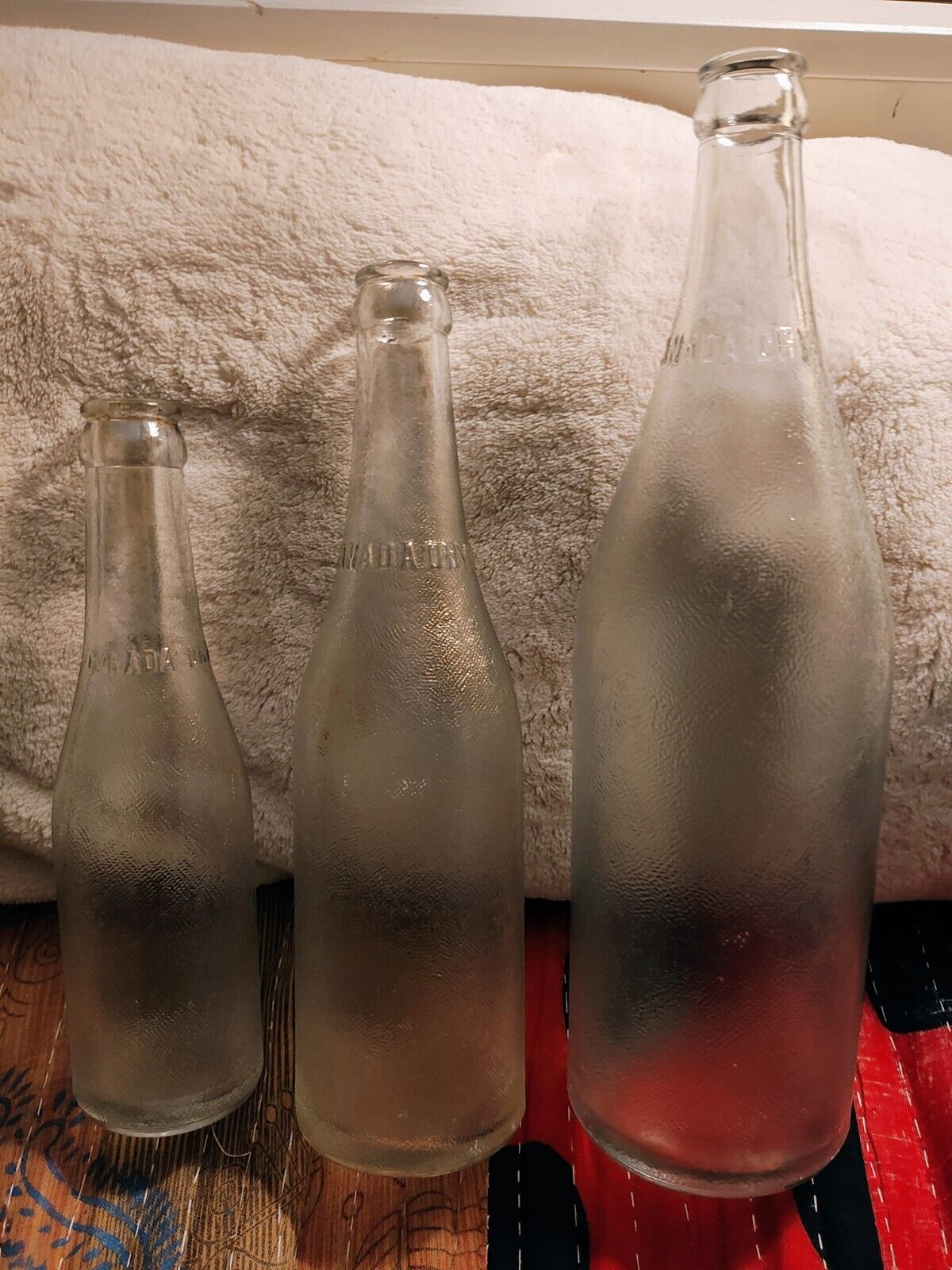 Vintage Canada Dry Soda Bottles - 3 Sizes - Textured - 1930s?