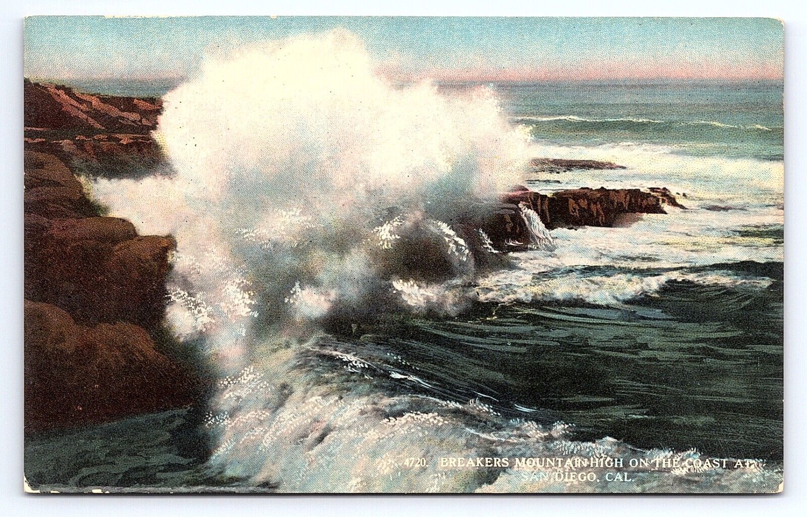 Postcard Breakers Mountain High on the Coast San Diego California CA c.1910