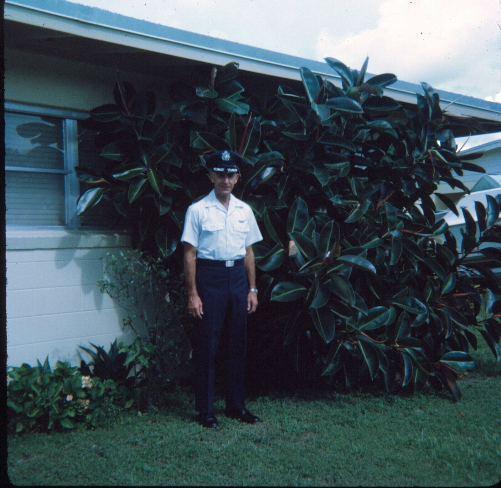 1972 Retired Police Officer Uniform Portrait 70s Vintage 126 Kodachrome Slide