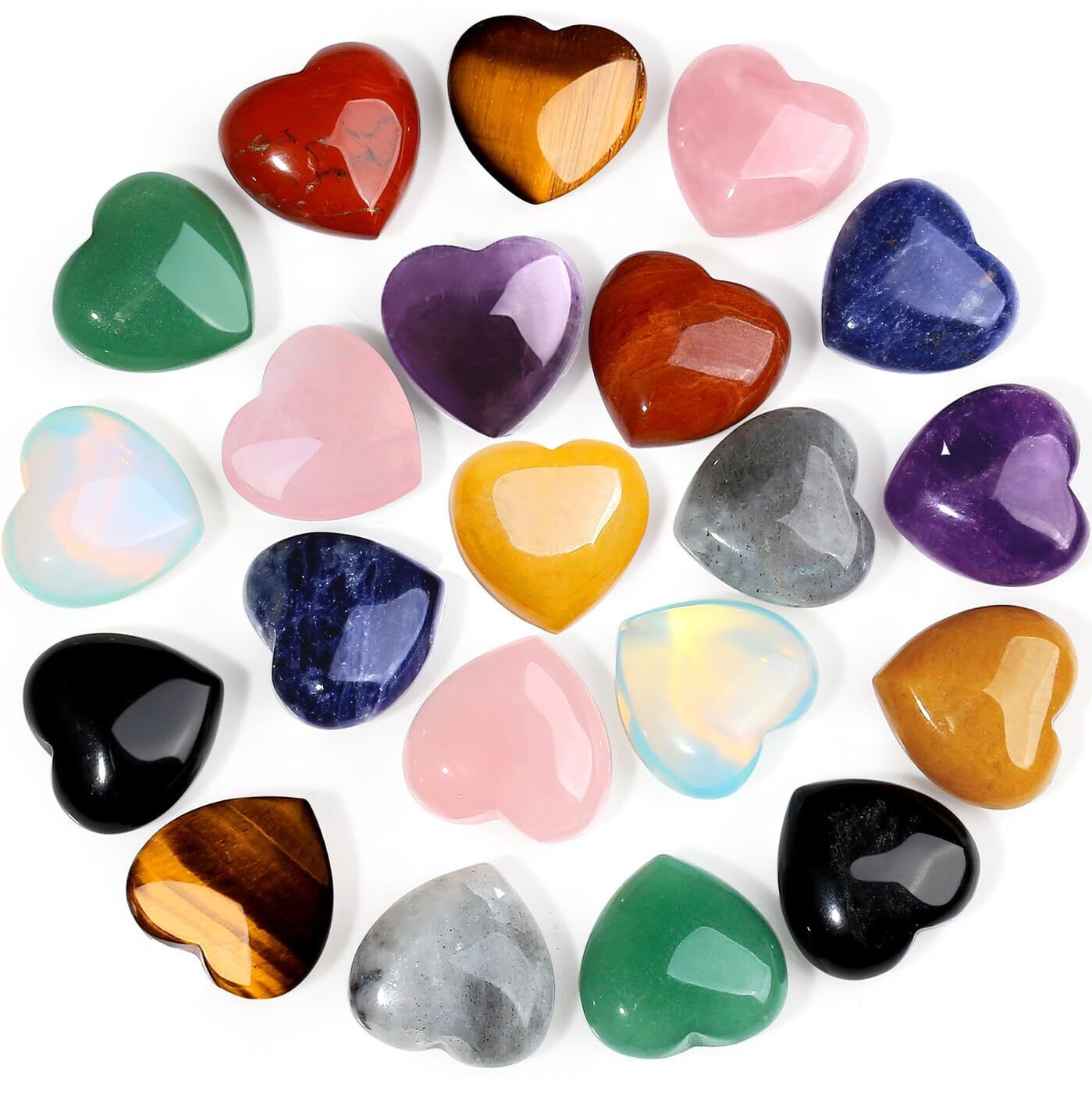 10 PCS de Piedras de Cristal en Forma de Corazon Piedras de Cuarzo Rosa Amatista