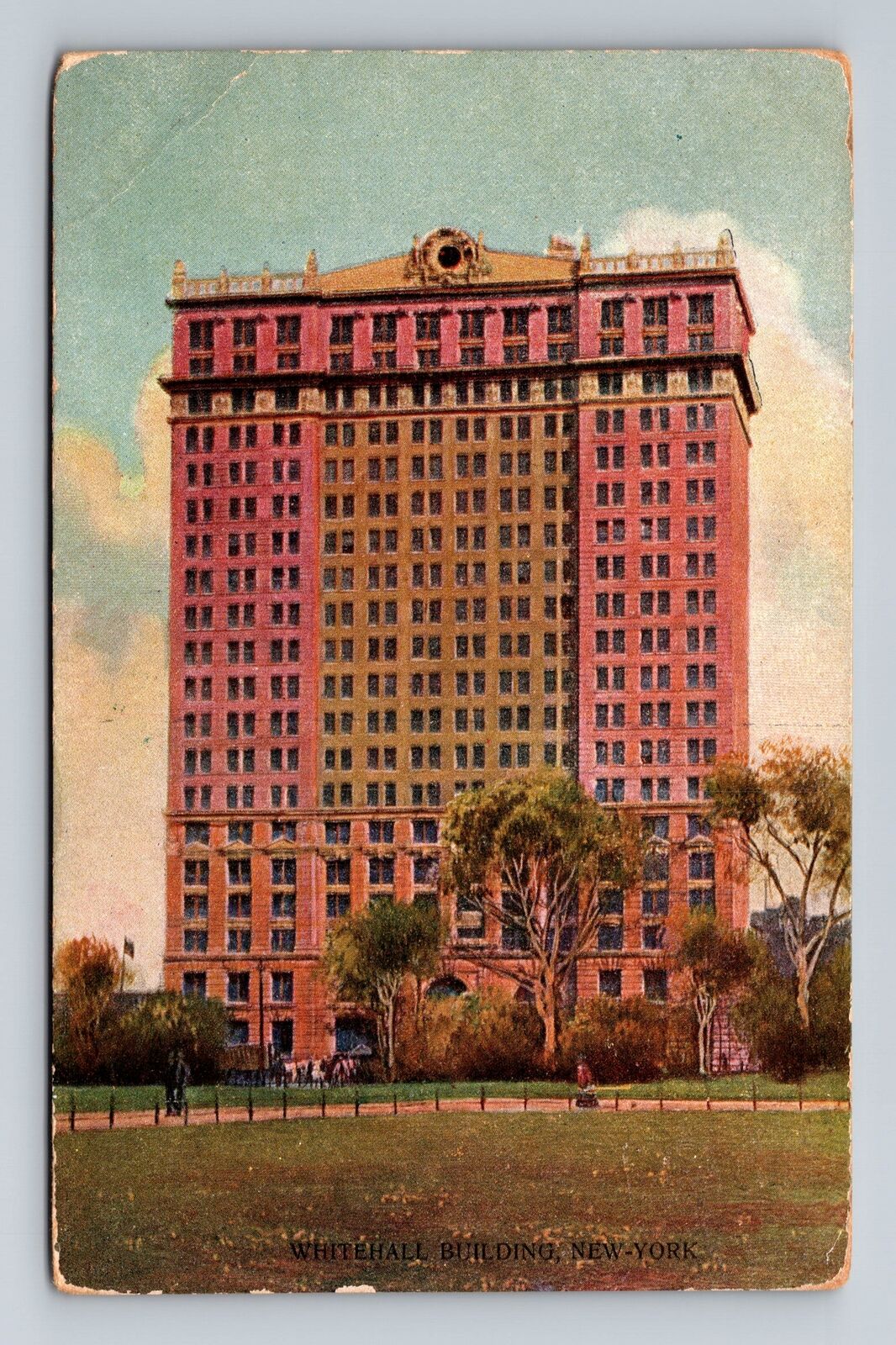 New York City, Scenic View Whitehall Building, Antique Vintage Postcard