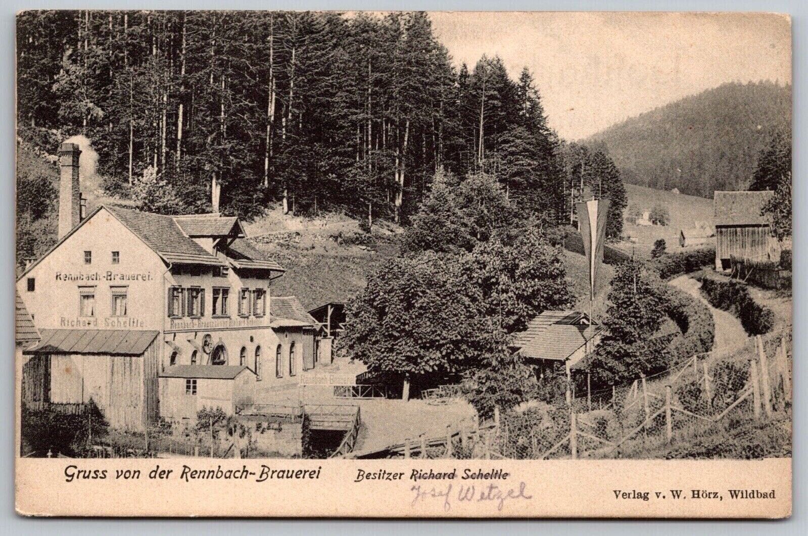 Gruss Von Der Rennbach Brauerei Vintage Postcard