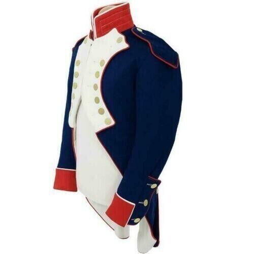 New Men's Reproduction Blue British Napoleonic Uniform Blue Wool Coat