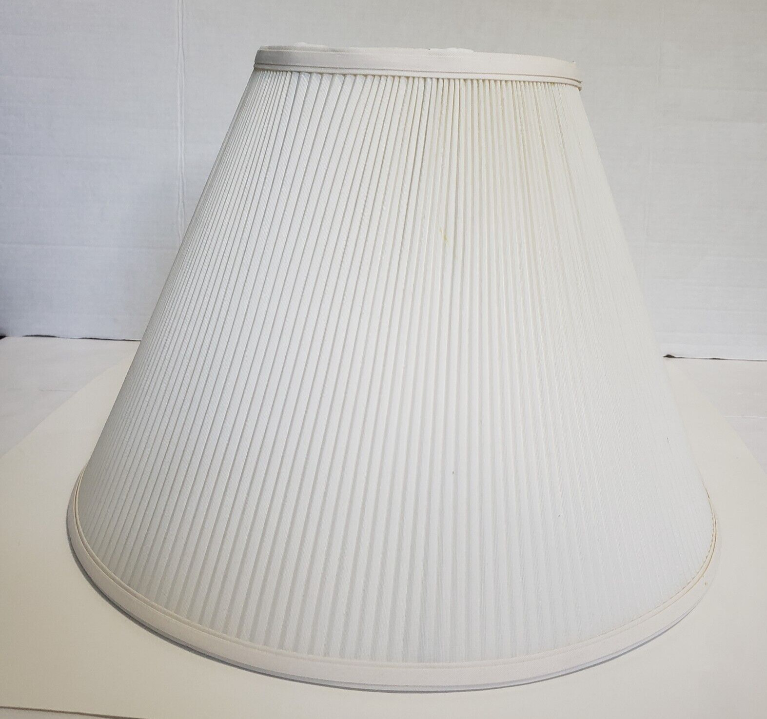 Bell Lamp Shade White Fabric Pleated 12 Inches Tall 16.5 inch Diameter Unbranded