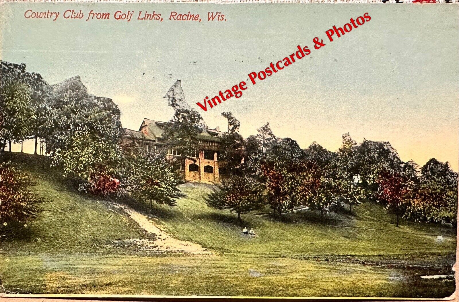 RACINE Wisconsin COUNTRY CLUB Golf Postcard 1912