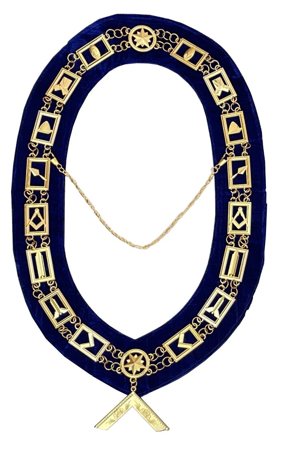 Masonic Master Masons Blue Lodge  Gold Collar Chain + Worshipful Master Jewel