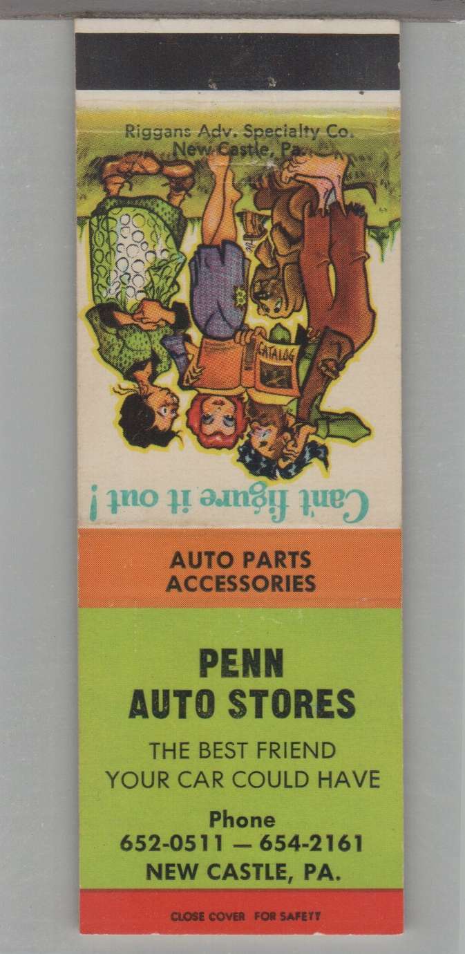 Matchbook Cover - Outhouse - Penn Auto Stores New Castle, PA