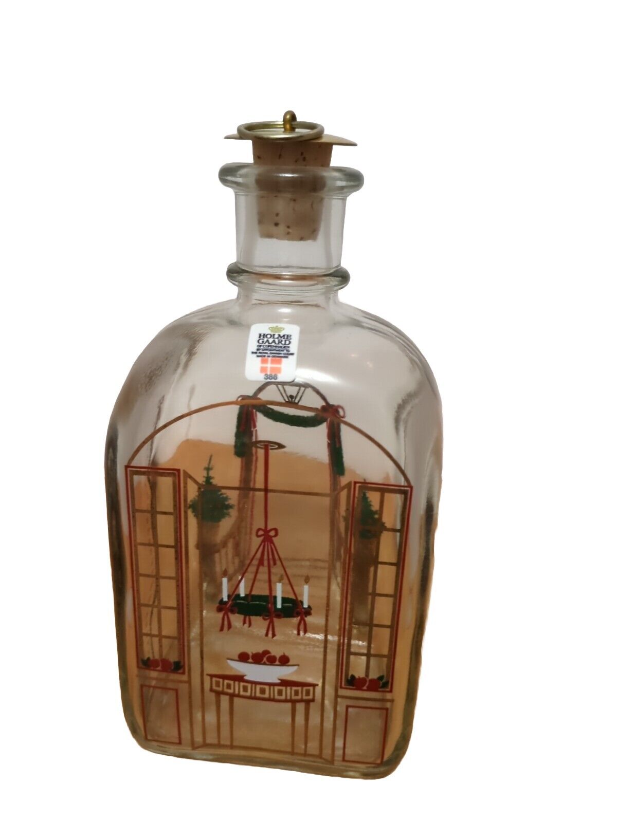 Vintage 1986 Holmegaards Juleflaske Art Glass Christmas Decanter Bottle