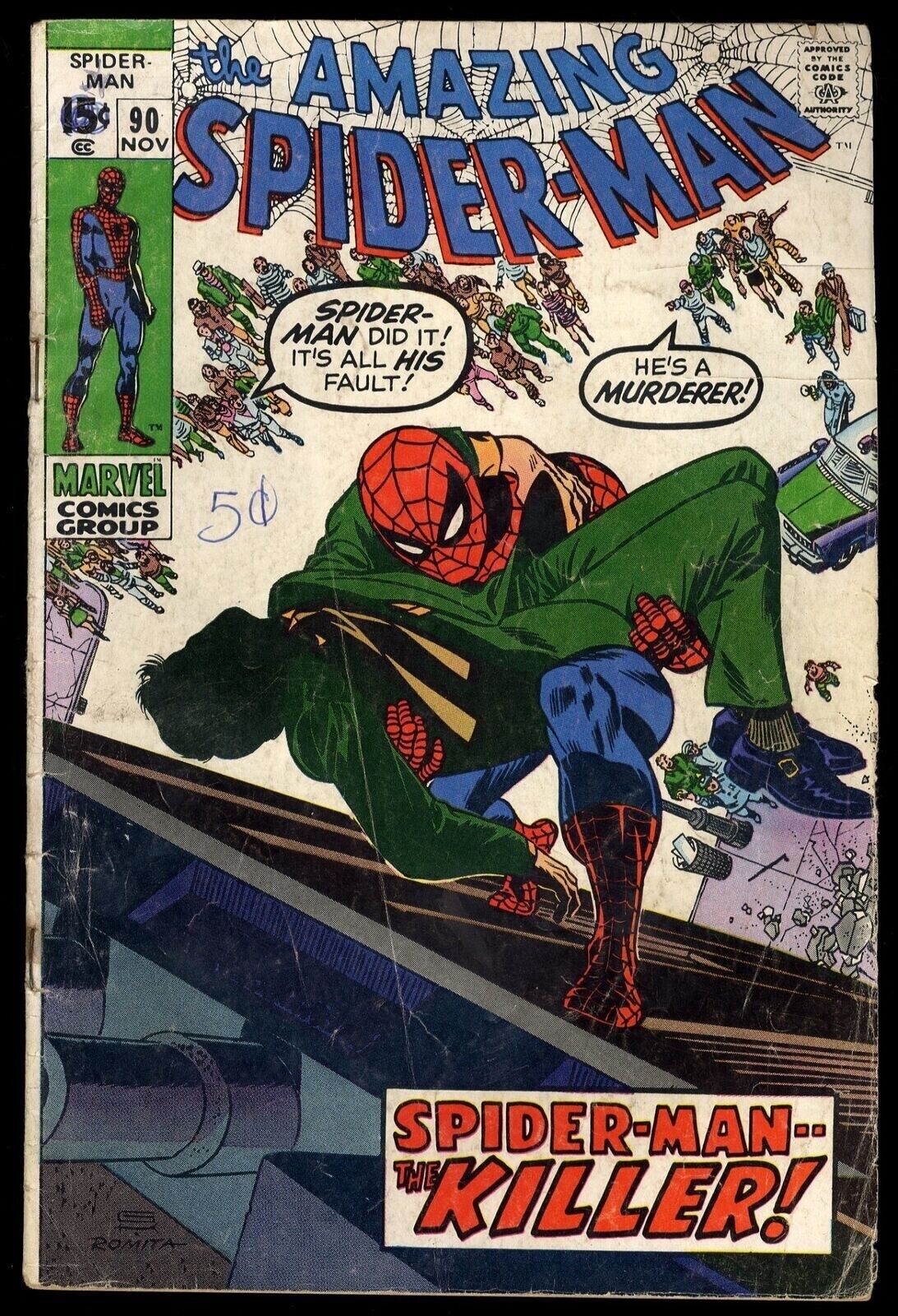 Amazing Spider-man #90, GD/VG 3.0, Captain Stacy Death