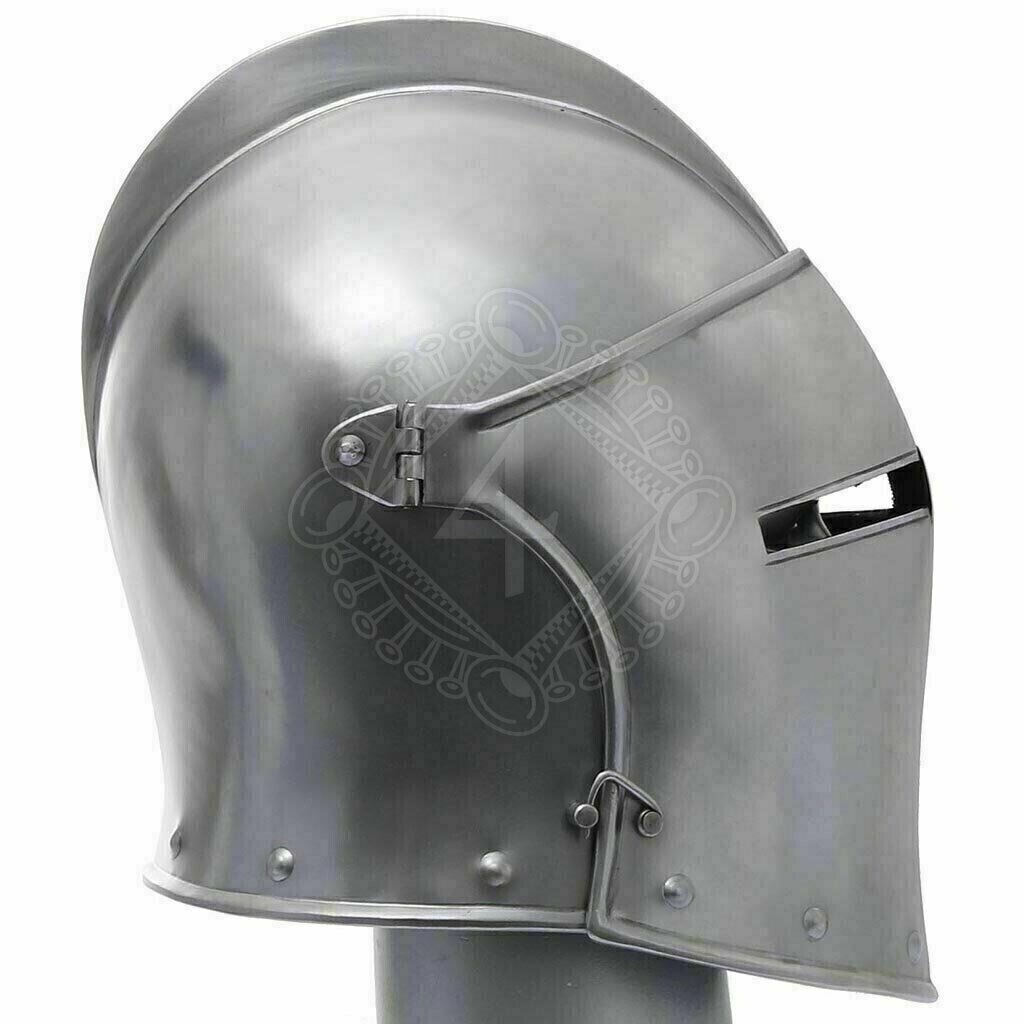 Steel Helmet 18GA Steel Medieval Bascinet Helmet Knight Wearable Armor Helmet