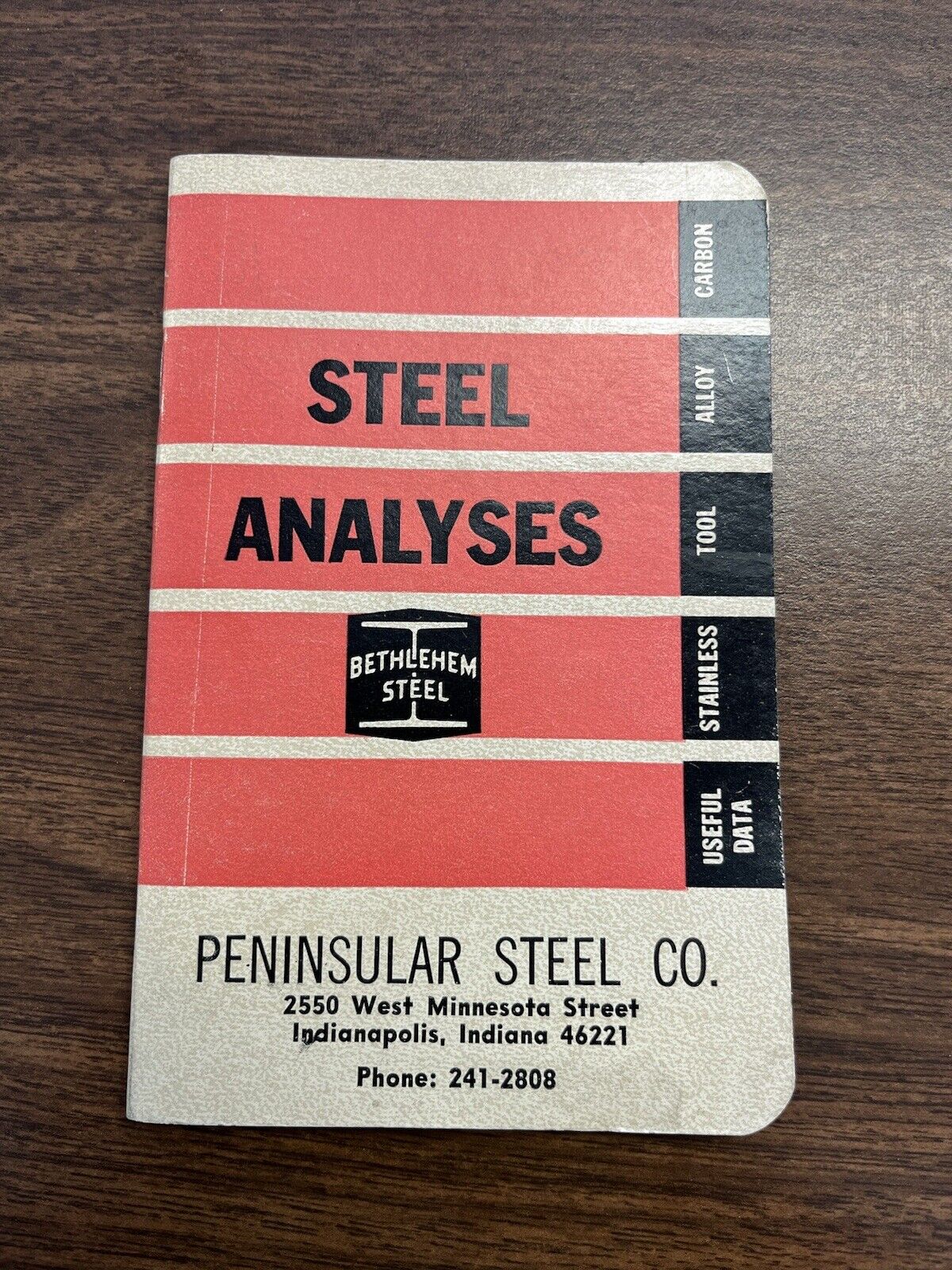 Vintage 1964 Peninsular Steel Co - Bethlehem Steel - Steel Analyses Booklet - 👀