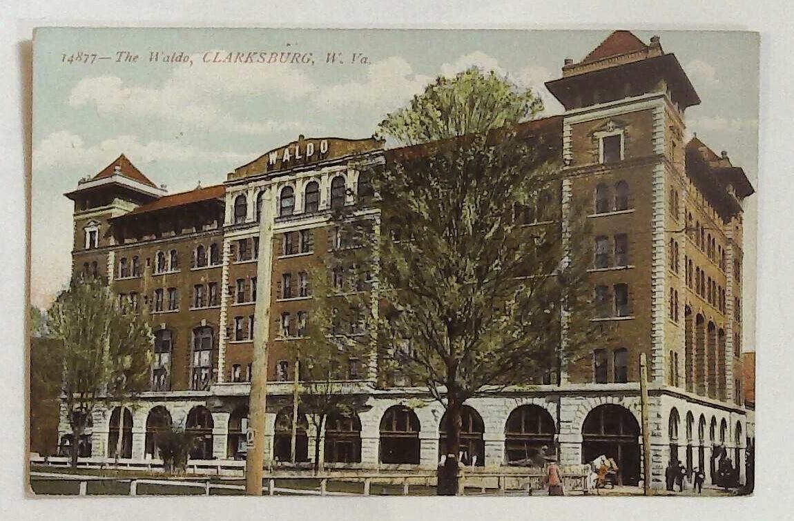 The Waldo Hotel Clarksburg WV West Virginia Postcard vintage 1909 B1