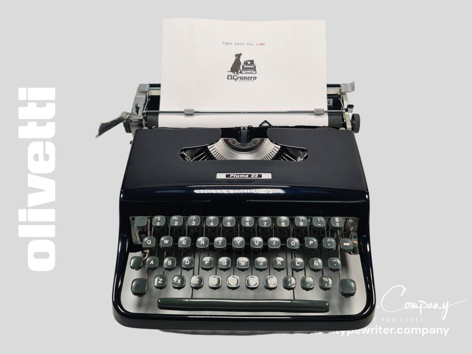 SALE - Limited Edition Olivetti Pluma 22 Navy Blue Typewriter, Vintage,