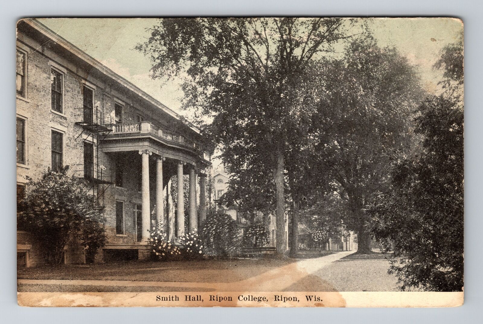 Ripon WI-Wisconsin, Ripon College, Smith Hall Vintage Souvenir Postcard