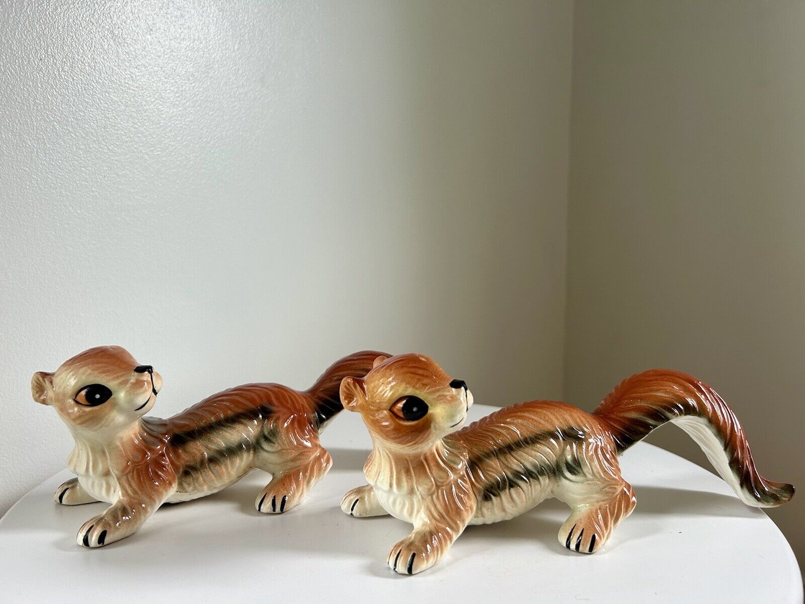 Vintage Ceramic Chipmunks Squirrels Wall Climbing Japan