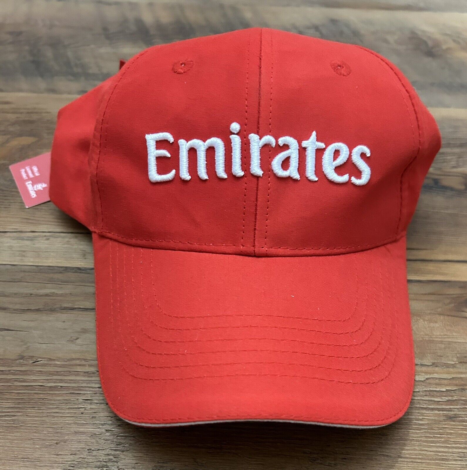 Fly Emirates Airlines Hat - Red White Embroidered Microfibre Cap NEW NWT