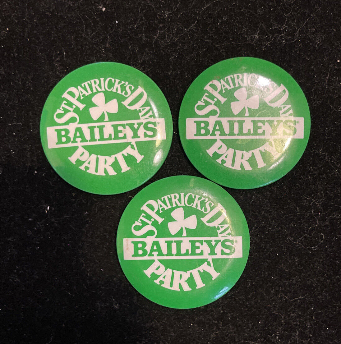 Lot Of 3 Vintage St. Patrick\'s Day Bailey\'s Party Button Pinback Pin