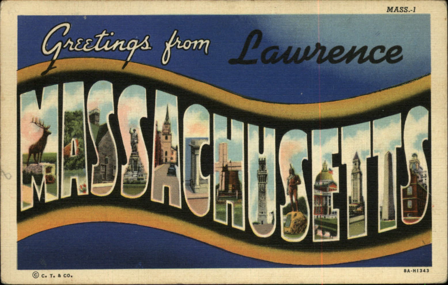 Lawrence Massachusetts ~ large letter ~ postcard