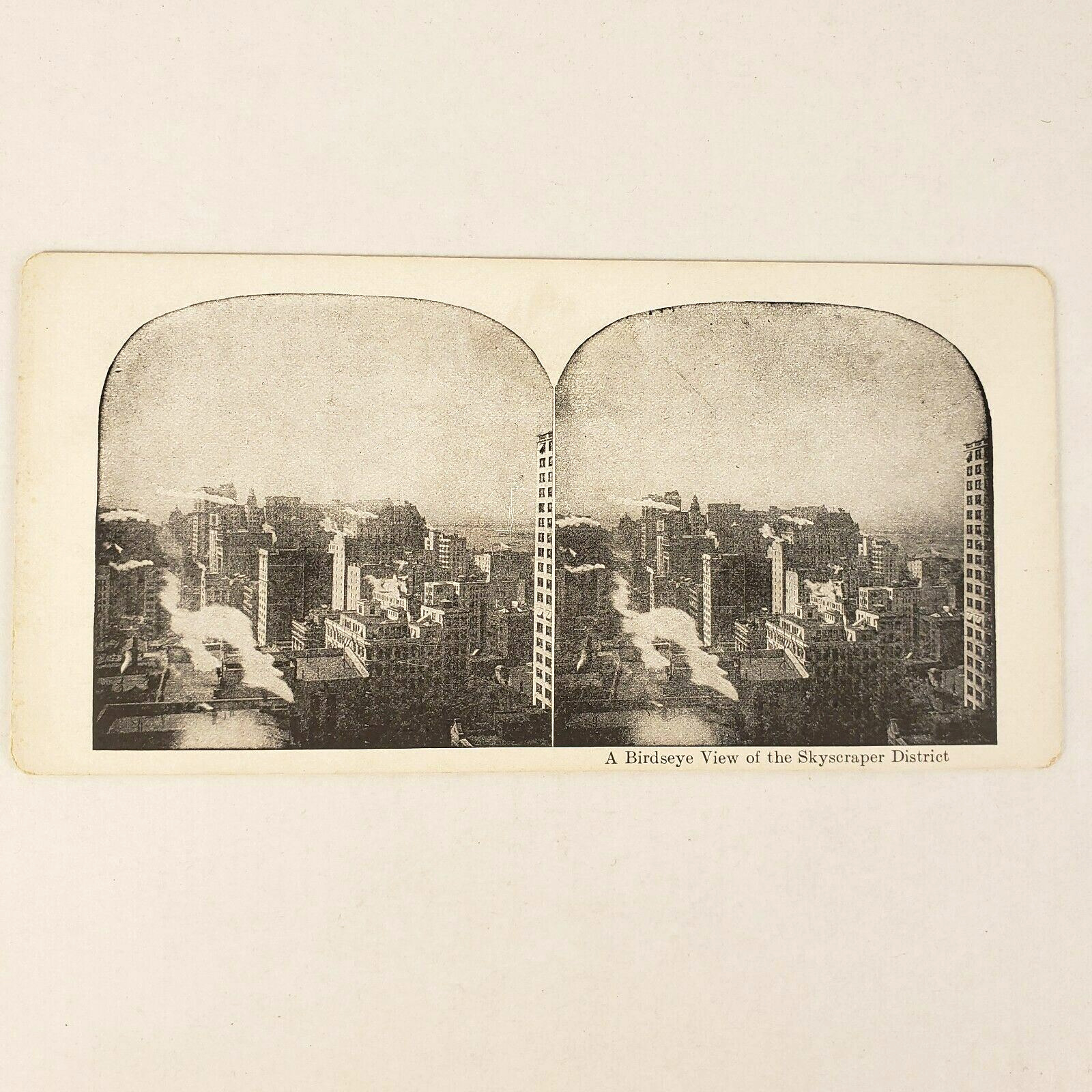 New York Skyscraper District Stereoview c1905 City Building River Aerial View K9